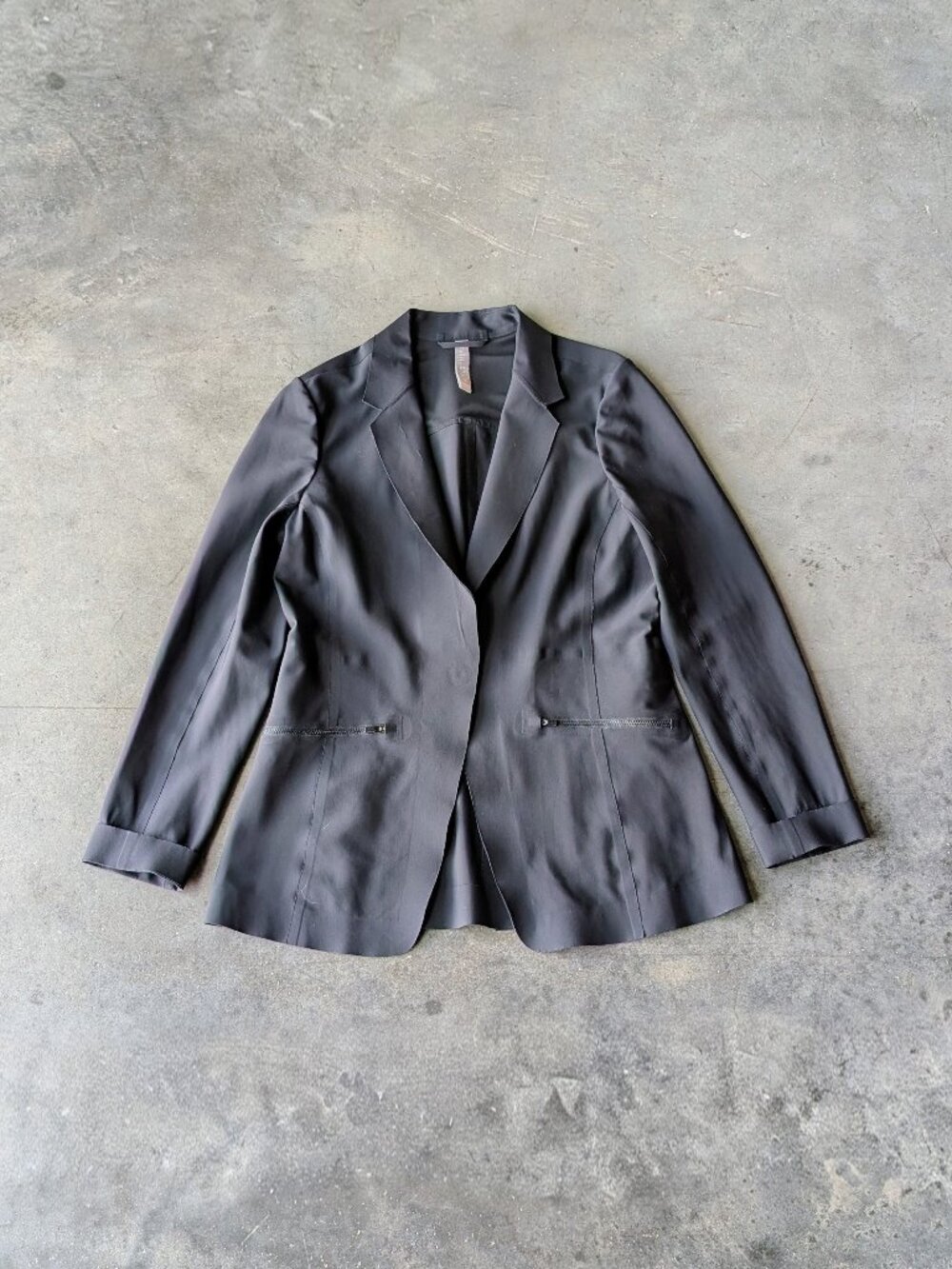 Athleta Black Interstellar Blazer Single Vent Zipper Pockets Work Office Preppy